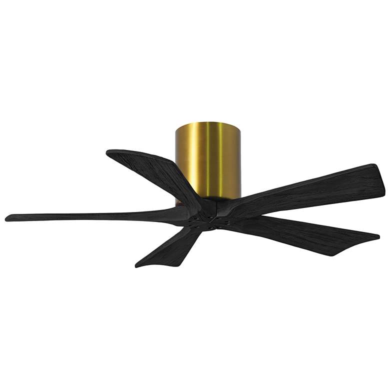Image 1 42 inch Matthews Irene-5H Brass and Black Hugger Ceiling Fan with Remote
