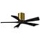 42" Matthews Irene-5H Brass and Black Hugger Ceiling Fan with Remote