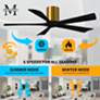 42" Matthews Irene-5H Brass and Black Hugger Ceiling Fan with Remote