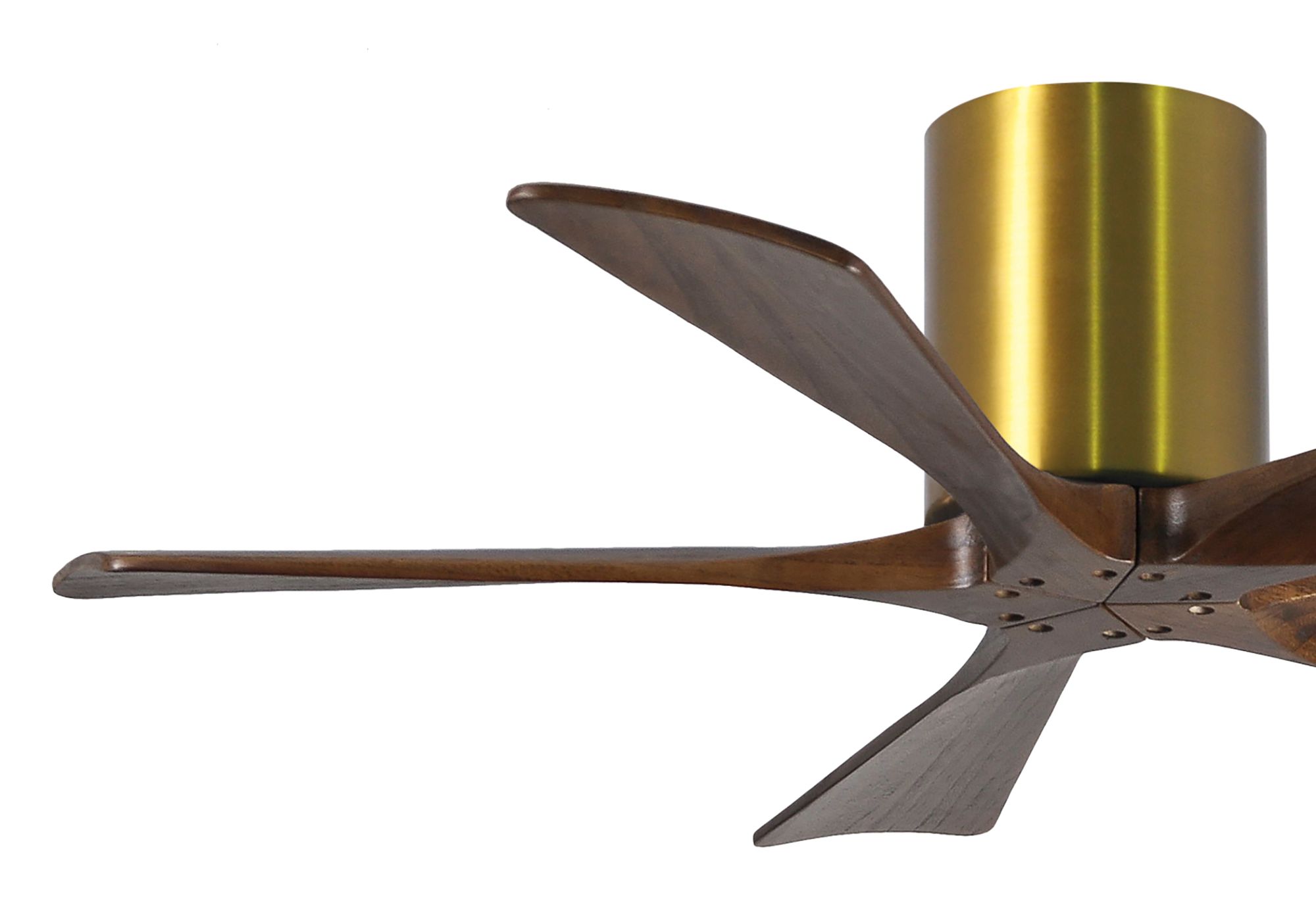 Image 3 42" Matthews Irene-5H Brass and Walnut Hugger Ceiling Fan with Remote more views