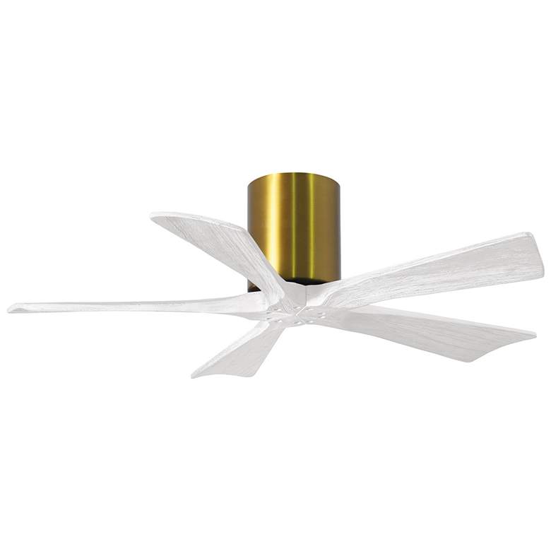 Image 1 42" Matthews Irene-5H Brass and White Hugger Ceiling Fan with Remote