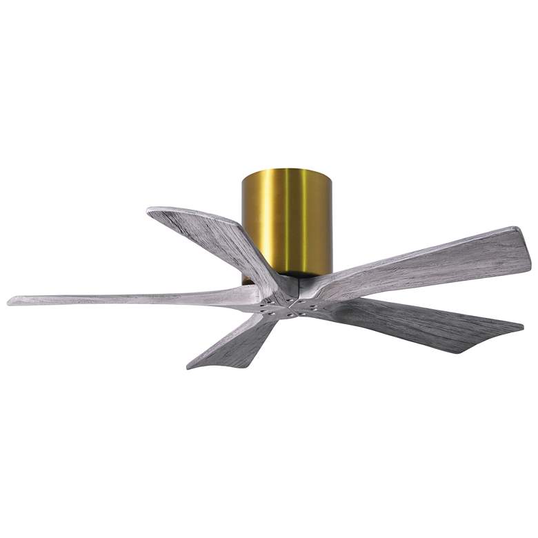 Image 1 42 inch Matthews Irene-5H Brass Barnwood Hugger Ceiling Fan with Remote