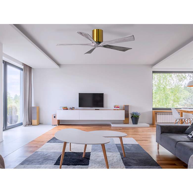 Image 4 42" Matthews Irene-5H Brass Barnwood Hugger Ceiling Fan with Remote more views