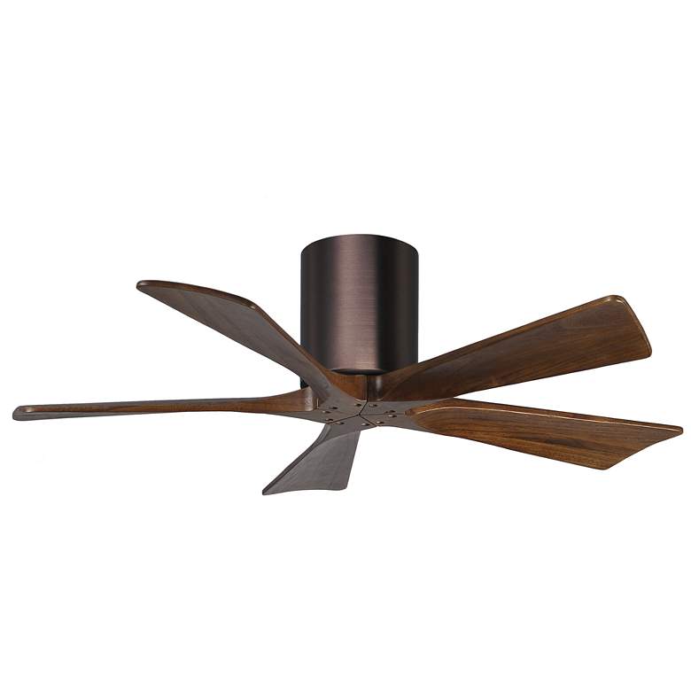 Image 1 42" Matthews Irene-5H Bronze and Walnut Hugger Ceiling Fan with Remote