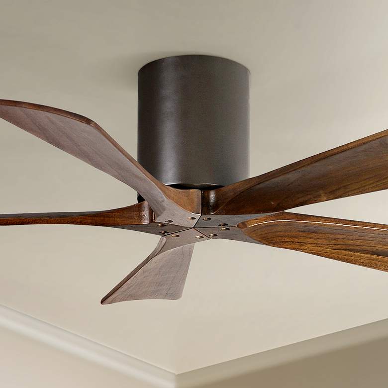 Image 1 42 inch Matthews Irene-5H Bronze and Walnut Hugger Ceiling Fan with Remote