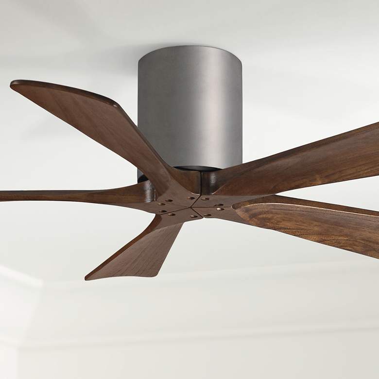 Image 1 42 inch Matthews Irene-5H Brushed Nickel and Walnut Hugger Ceiling Fan