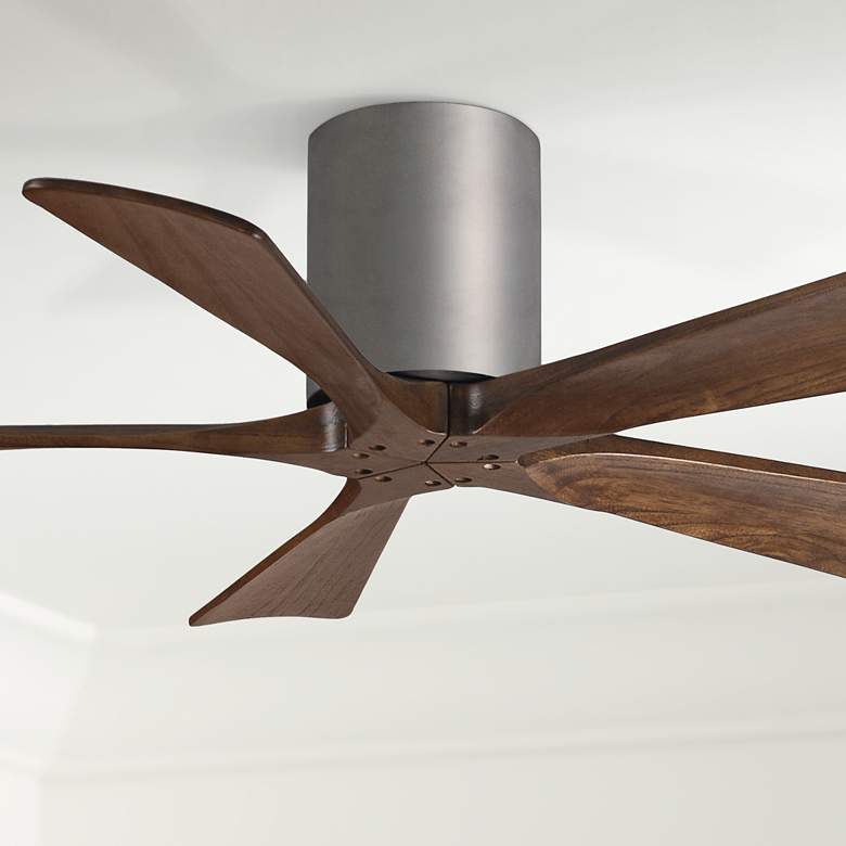 Image 1 42" Matthews Irene-5H Brushed Nickel and Walnut Hugger Ceiling Fan