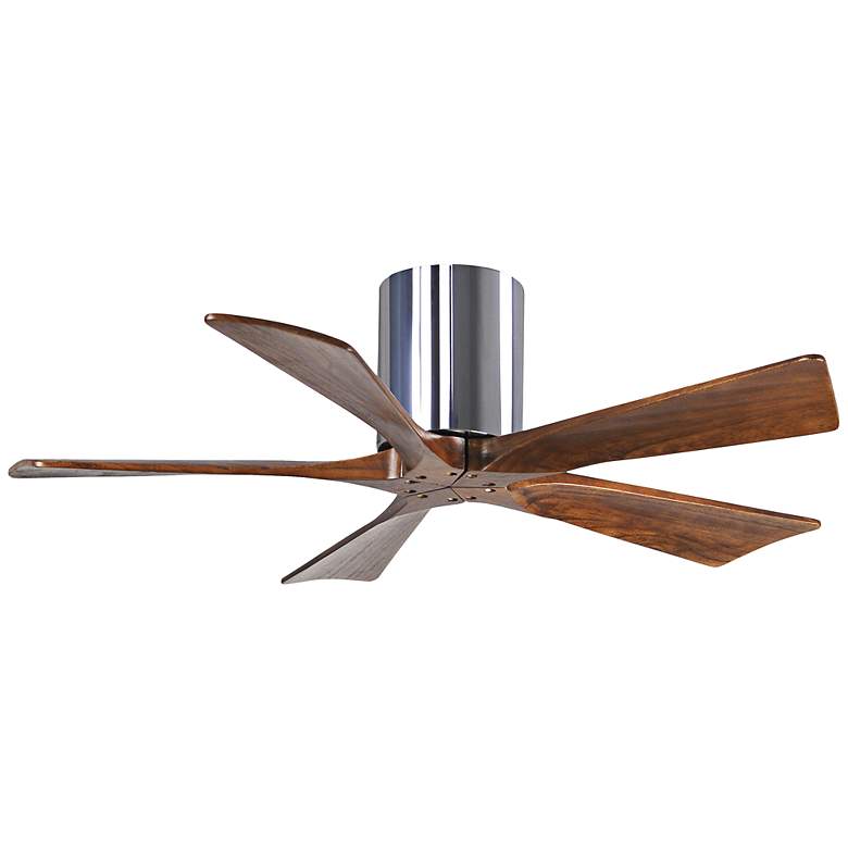 Image 2 42" Matthews Irene-5H Chrome and Walnut Hugger Ceiling Fan with Remote