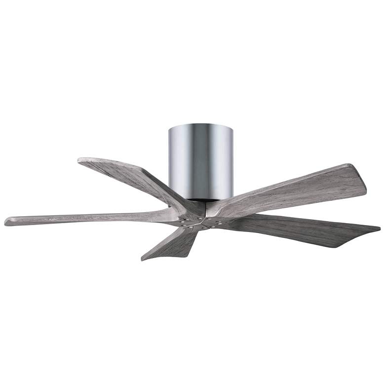 Image 1 42 inch Matthews Irene-5H Chrome Barnwood Hugger Ceiling Fan with Remote