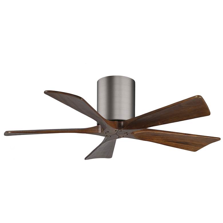 Image 1 42" Matthews Irene-5H Pewter and Walnut Hugger Ceiling Fan with Remote