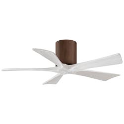42" Matthews Irene-5H Walnut and White Hugger Ceiling Fan with Remote