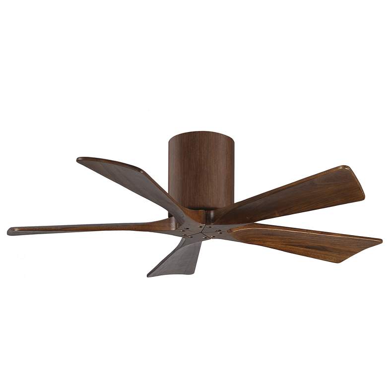 Image 1 42" Matthews Irene-5H Walnut Damp Rated Hugger Ceiling Fan with Remote
