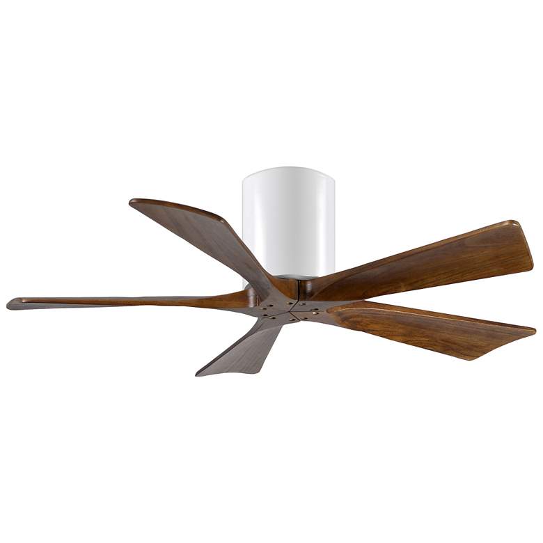 Image 1 42" Matthews Irene-5H White and Walnut Hugger Ceiling Fan with Remote