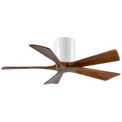 42" Matthews Irene-5H White and Walnut Hugger Ceiling Fan with Remote