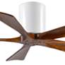 42" Matthews Irene-5H White and Walnut Hugger Ceiling Fan with Remote