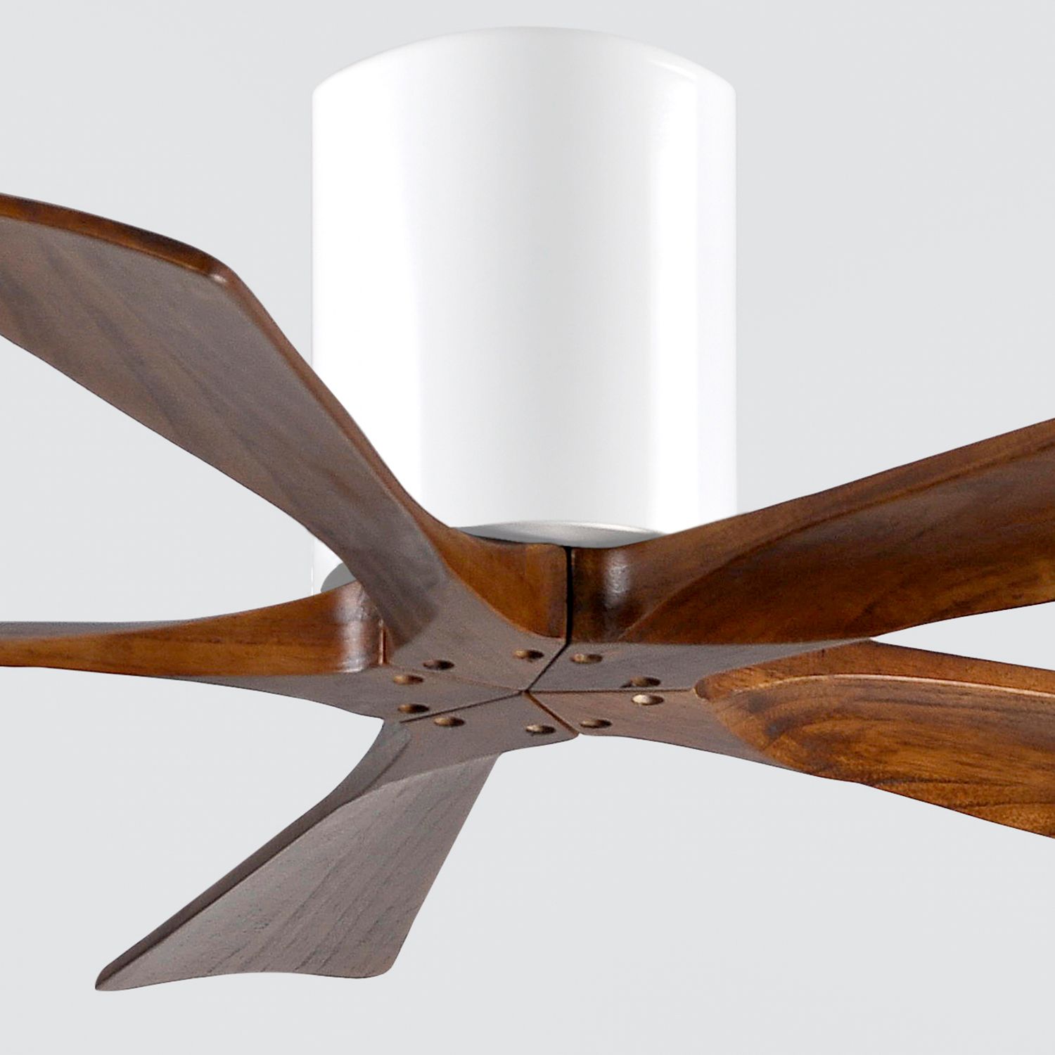 42" Matthews Irene-5H White and Walnut Hugger Ceiling Fan with Remote