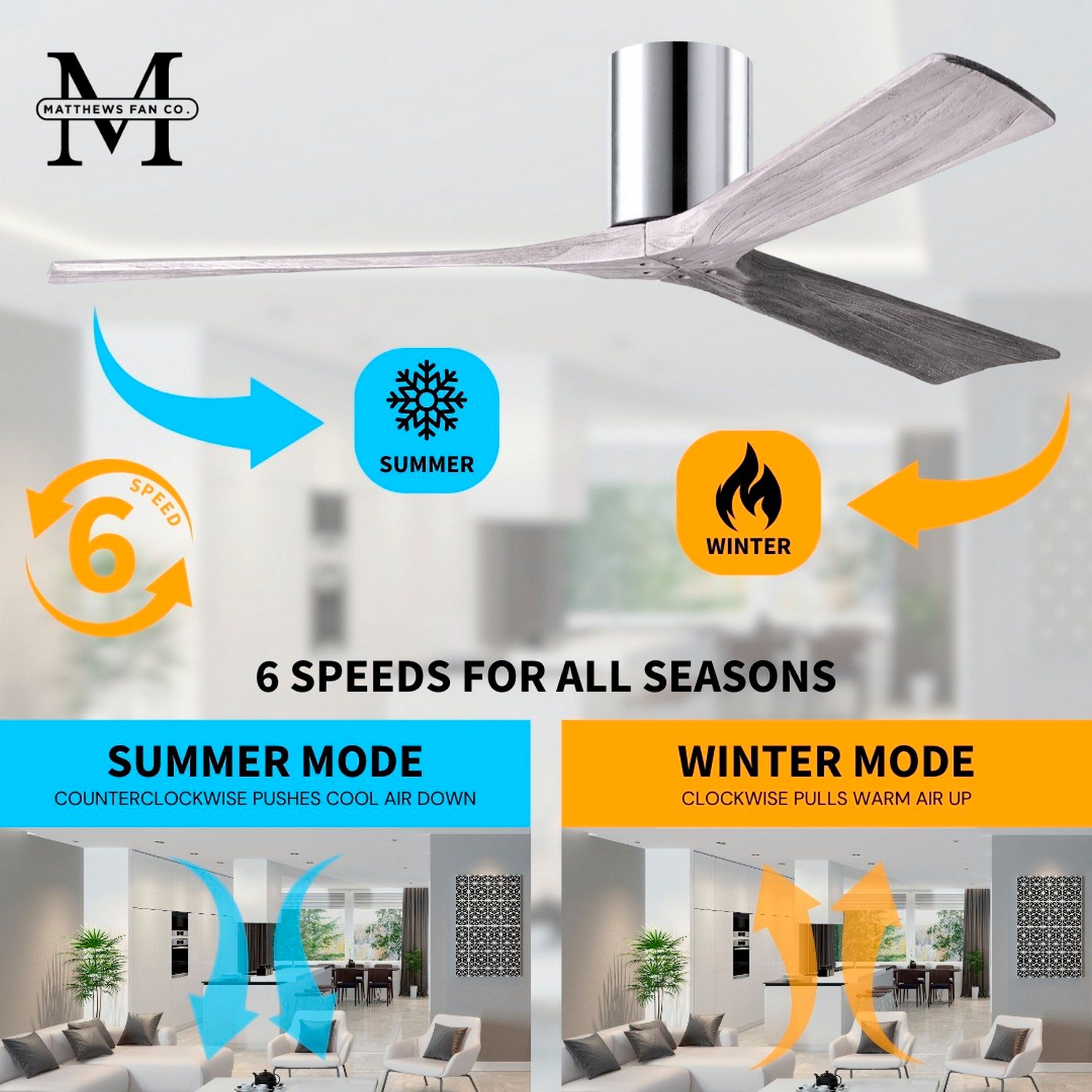 42" Matthews Irene Chrome Barnwood 3-Blade Ceiling Fan with Remote