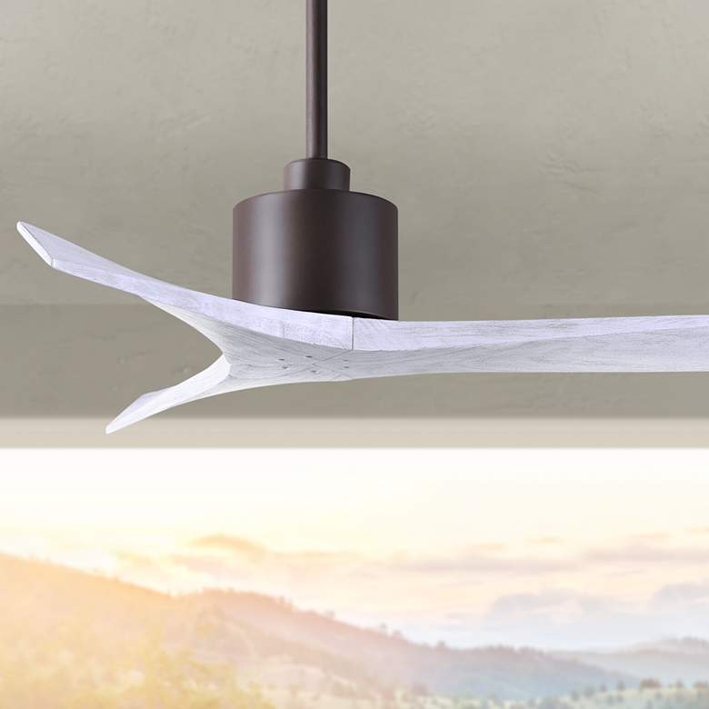 Image 1 42" Matthews Mollywood Bronze White Damp Rated Ceiling Fan with Remote