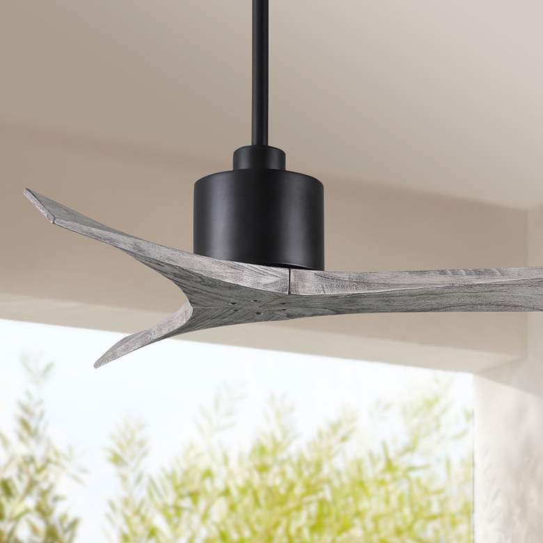 Image 1 42" Matthews Mollywood Matte Black Barnwood Ceiling Fan with Remote