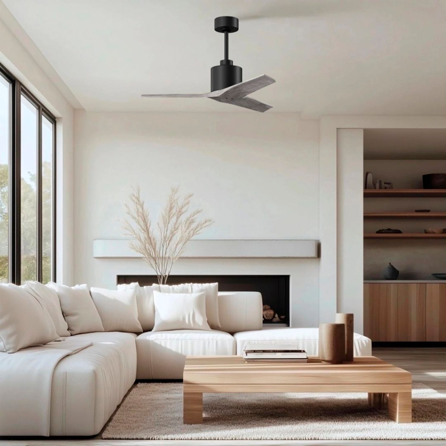 Image 5 42" Matthews Mollywood Matte Black Barnwood Ceiling Fan with Remote more views