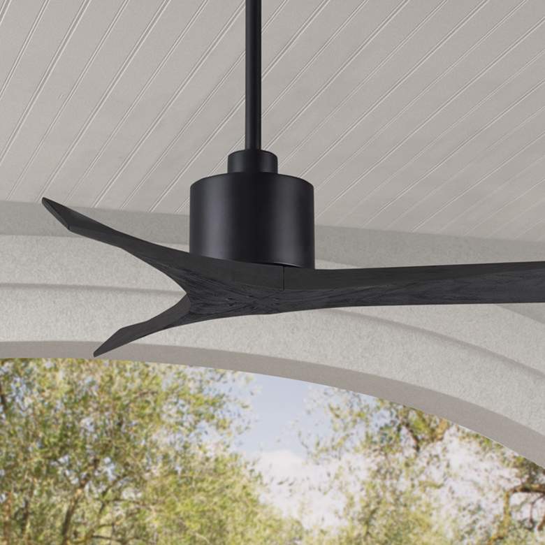 Image 1 42" Matthews Mollywood Matte Black Outdoor Ceiling Fan with Remote