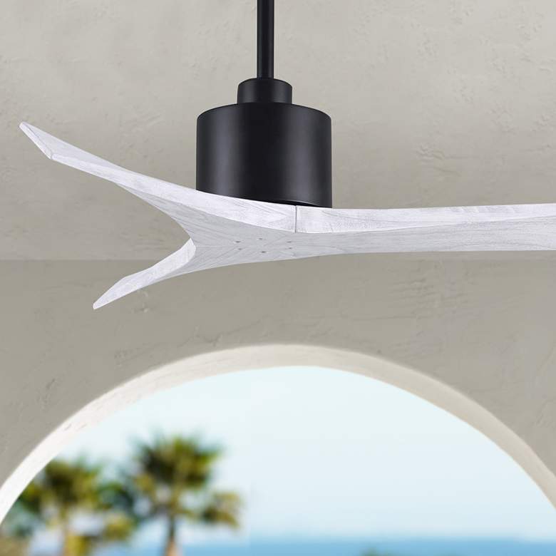 Image 1 42" Matthews Mollywood Matte Black White Damp Rated Fan with Remote