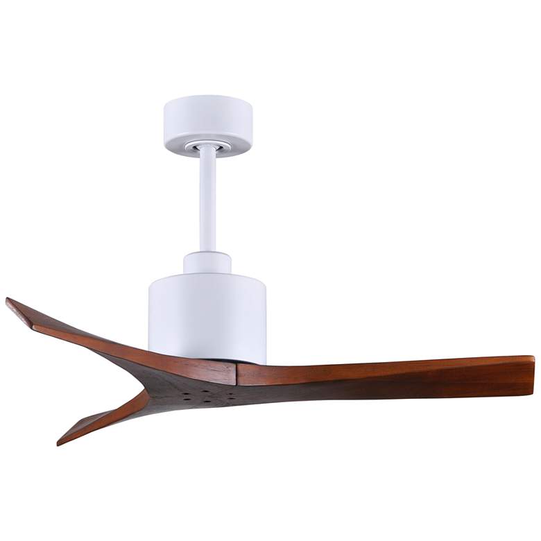Image 2 42 inch Matthews Mollywood Matte White and Walnut Ceiling Fan with Remote