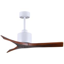 42&quot; Matthews Mollywood Matte White and Walnut Ceiling Fan with Remote