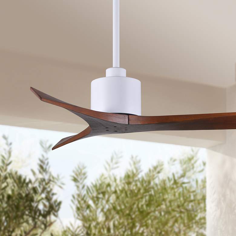 Image 1 42 inch Matthews Mollywood Matte White and Walnut Ceiling Fan with Remote