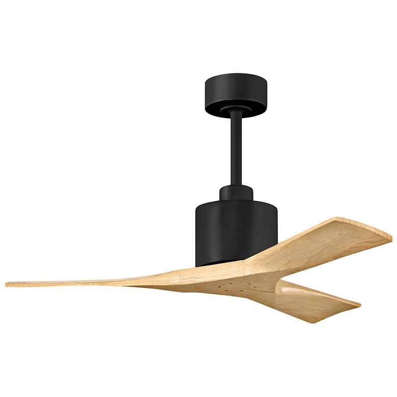 Image 1 42 inch Matthews Nan Black and Maple Outdoor Ceiling Fan with Remote