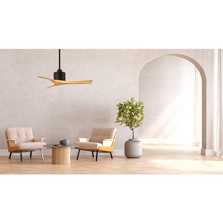 Image 6 42" Matthews Nan Black and Maple Outdoor Ceiling Fan with Remote more views