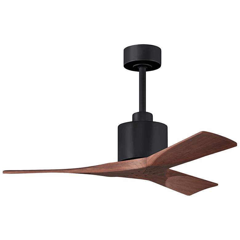 Image 1 42 inch Matthews Nan Black and Walnut Outdoor Ceiling Fan with Remote