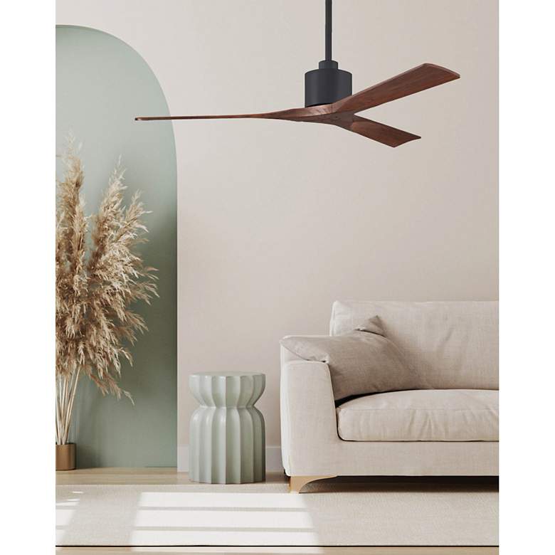 Image 3 42" Matthews Nan Black and Walnut Outdoor Ceiling Fan with Remote more views