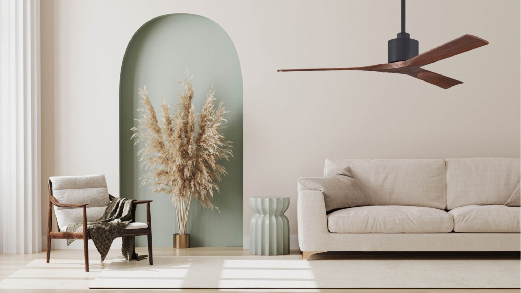 Image 4 42" Matthews Nan Black and Walnut Outdoor Ceiling Fan with Remote more views