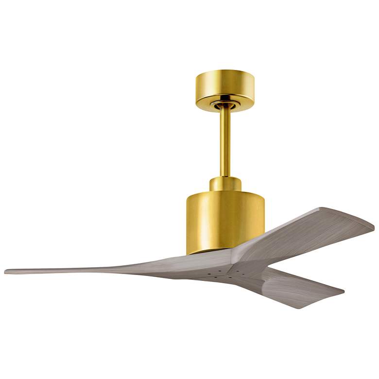 Image 1 42" Matthews Nan Brass and Gray Ash Outdoor Ceiling Fan with Remote