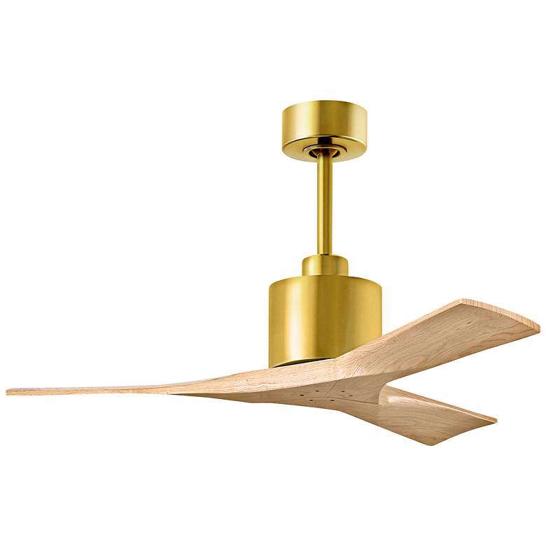 Image 1 42" Matthews Nan Brass and Maple Outdoor Ceiling Fan with Remote