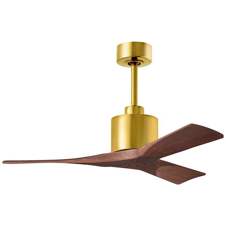 Image 1 42 inch Matthews Nan Brass and Walnut Outdoor Ceiling Fan with Remote