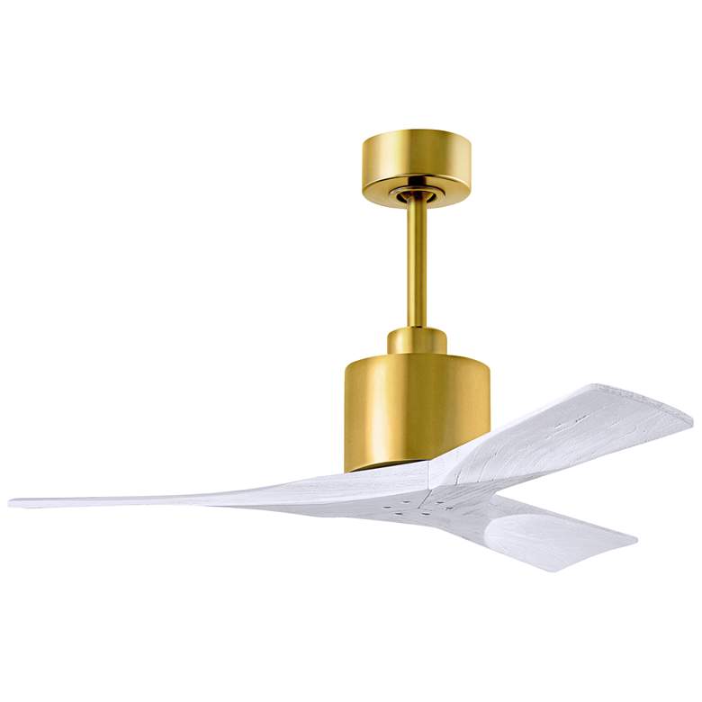 Image 1 42 inch Matthews Nan Brass and White Outdoor Ceiling Fan with Remote