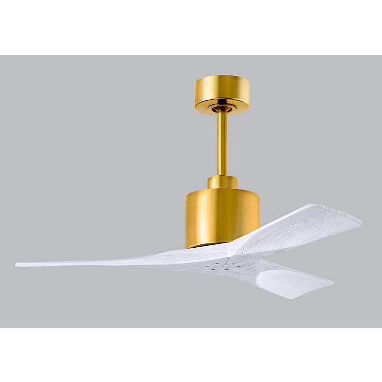 Image 2 42" Matthews Nan Brass and White Outdoor Ceiling Fan with Remote more views