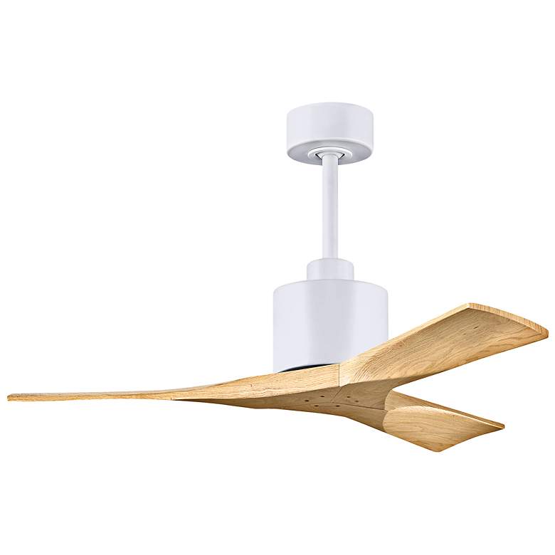 Image 1 42 inch Matthews Nan White and Maple Outdoor Ceiling Fan with Remote