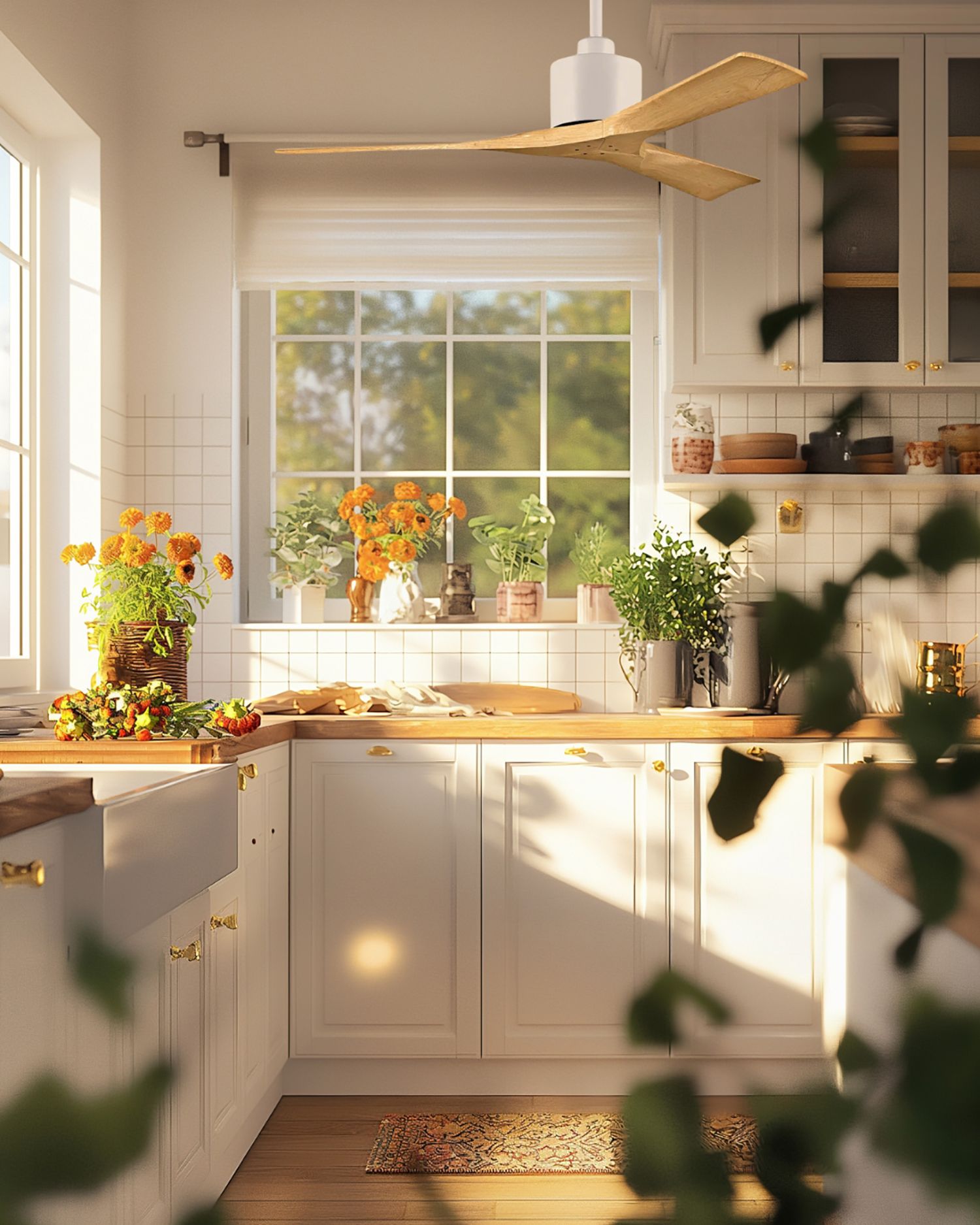 Image 5 42" Matthews Nan White and Maple Outdoor Ceiling Fan with Remote more views