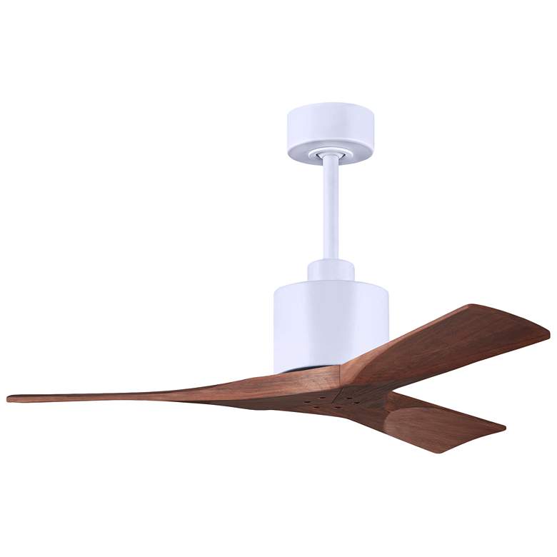 Image 1 42" Matthews Nan White and Walnut Outdoor Ceiling Fan with Remote