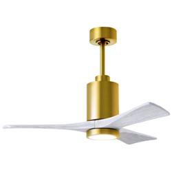 42&quot; Matthews Patricia-3 Brass and White 3-Blade Ceiling Fan