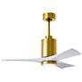 42" Matthews Patricia-3 Brass and White 3-Blade Ceiling Fan