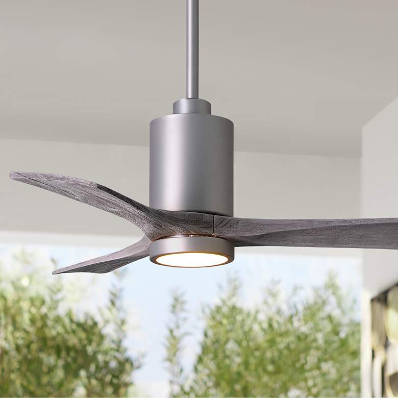 Image 1 42" Matthews Patricia-3 Brushed Nickel Barnwood Remote LED Ceiling Fan