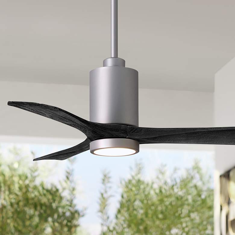 Image 1 42" Matthews Patricia-3 Brushed Nickel Black Remote LED Ceiling Fan
