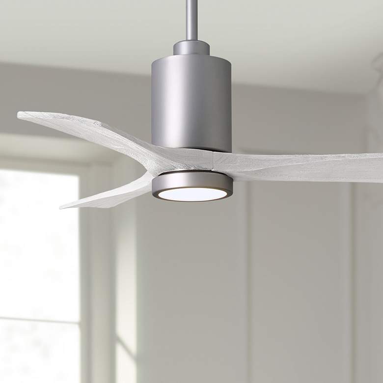 Image 1 42" Matthews Patricia-3 Brushed Nickel White Remote LED Ceiling Fan