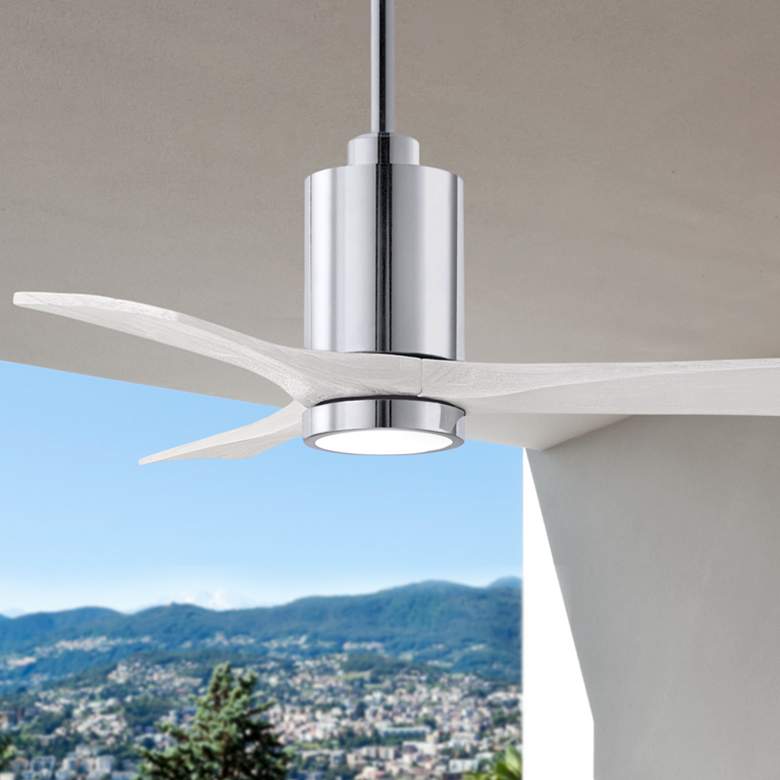 Image 1 42" Matthews Patricia-3 Chrome Matte White Remote LED Ceiling Fan