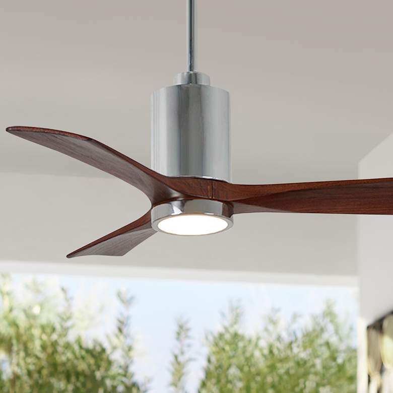 Image 1 42" Matthews Patricia-3 Chrome Walnut Remote LED Ceiling Fan