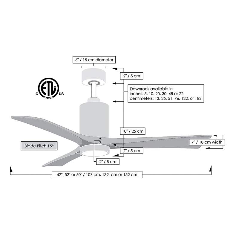 Image 6 42" Matthews Patricia-3 Gloss White Matte Black Remote LED Ceiling Fan more views